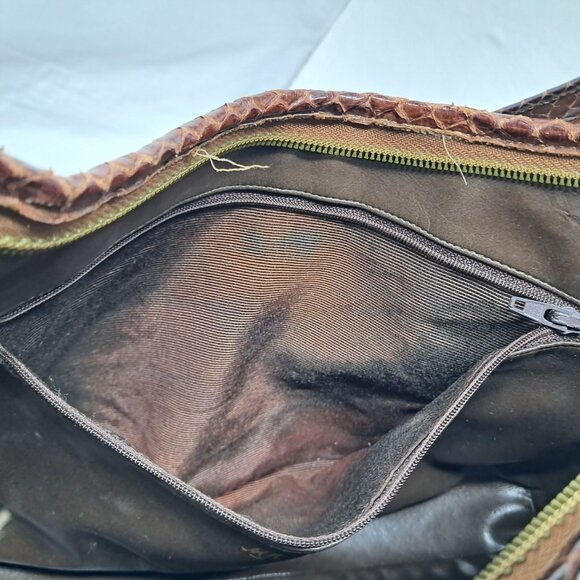 Vtg Morris Moskowitz Brown Genuine Reptile Shoulder Purse - Picture 14 of 16